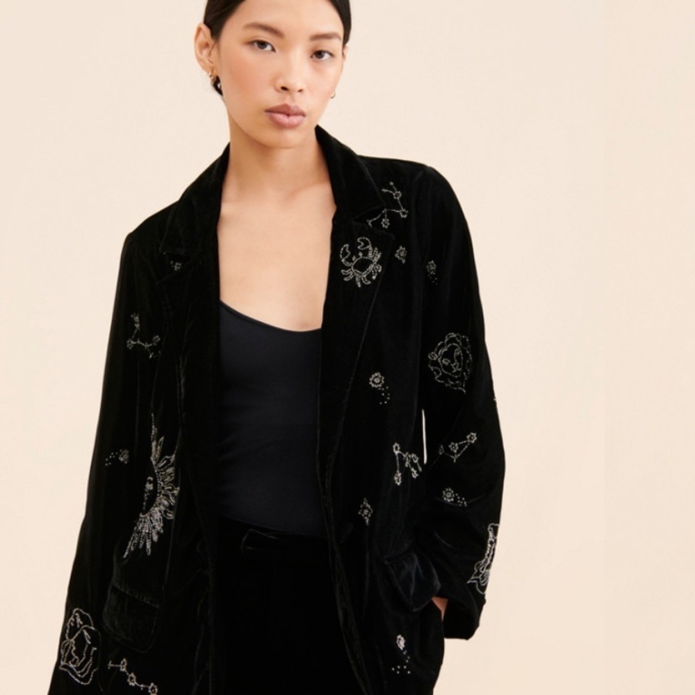 Anthropologie ciebon zodiac black velvet blazer size xs
